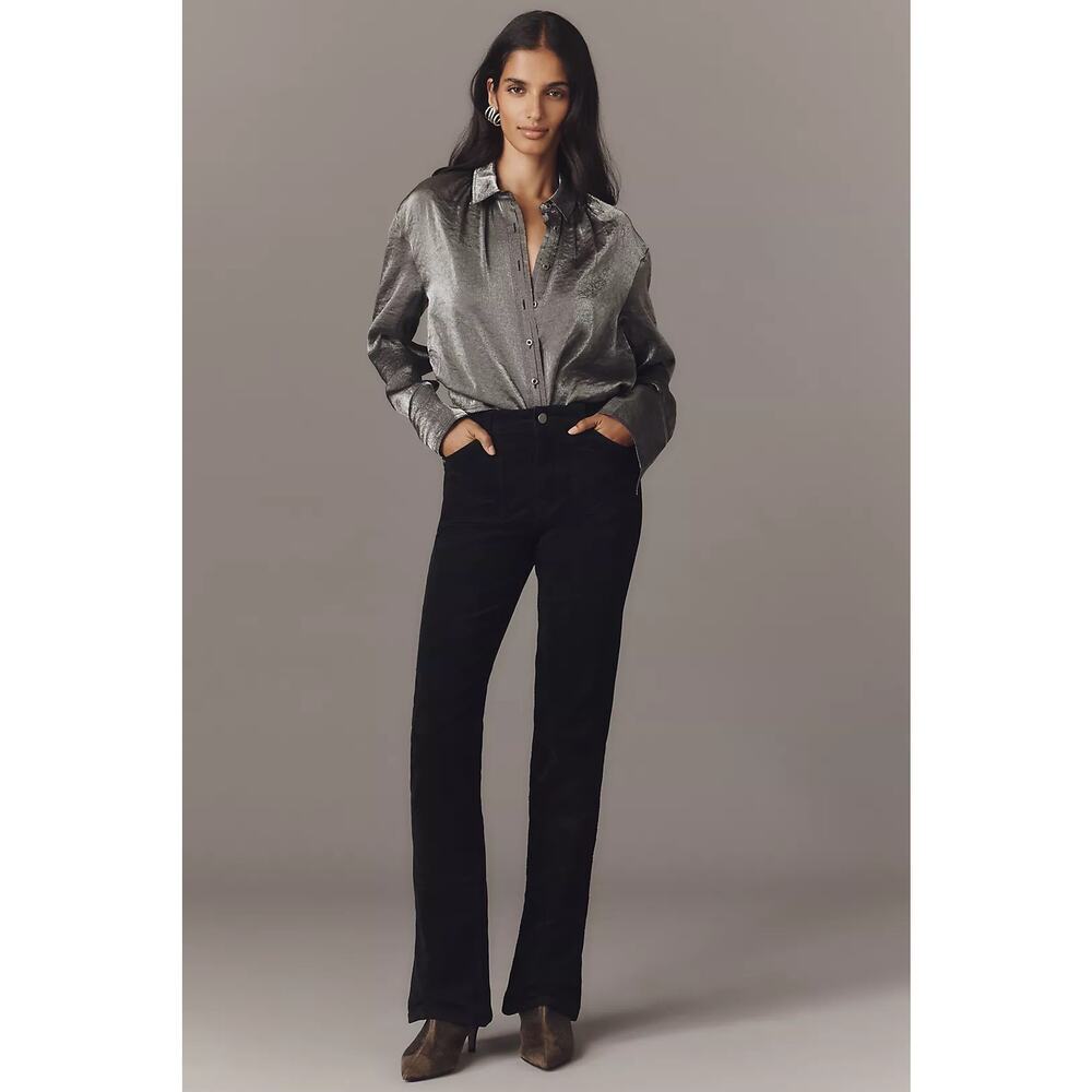 NWT Anthropologie Sanctuary Black Velveteen Boot Cut Pants Sz 27